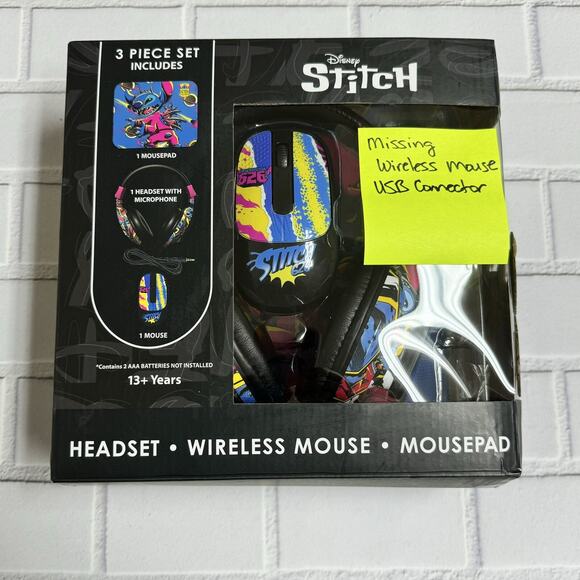 Disney Stitch Headset with Microphone and Mouse Pad Tech Bundle *Missing USB* - Picture 1 of 8